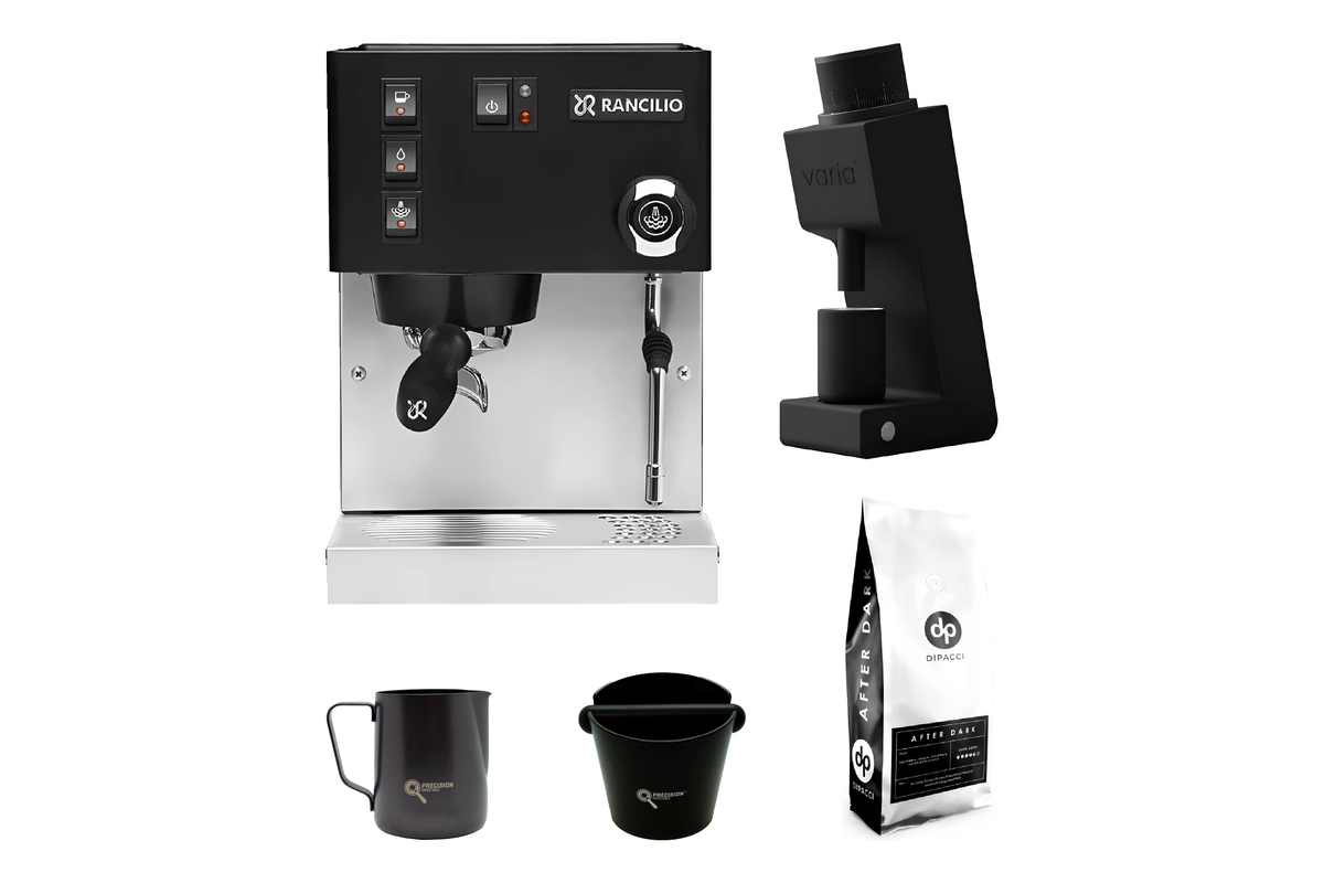 Rancilio Silvia 2025 V6 + Varia VS3 Coffee Grinder Gen 2 + 1kg After Dark Blend + Precision Accessories