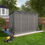 4 x 9 FT Outdoor Storage Shed, Metal Garden Shed Tool House with Sloping Roof vents and 2 Backyard - Image 3