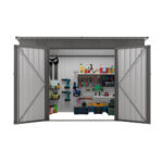 4 x 9 FT Outdoor Storage Shed, Metal Garden Shed Tool House with Sloping Roof vents and 2 Backyard - Image 2