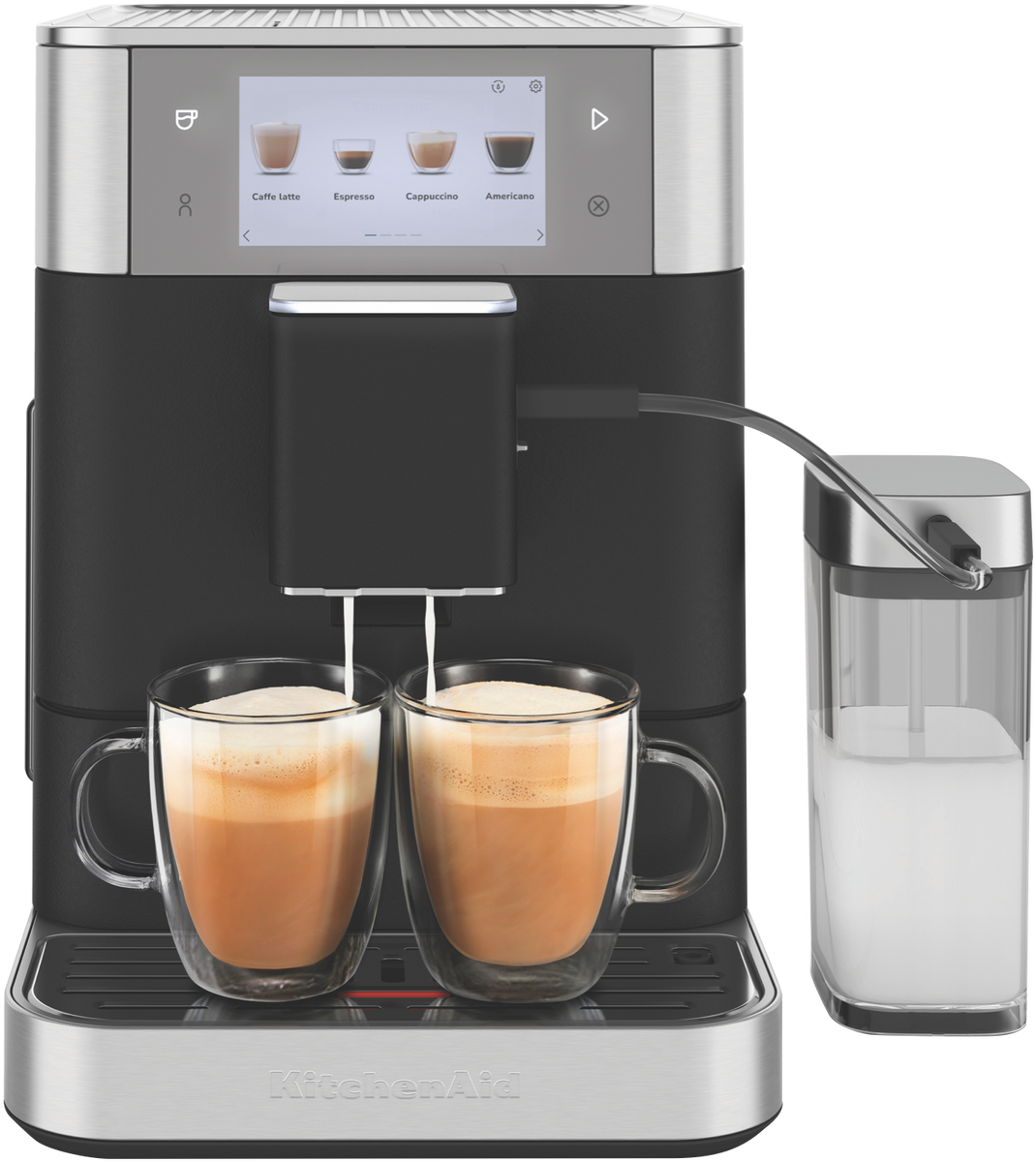 KitchenAid Fully Automatic Espresso Machine With Milk Container Cast Iron Black